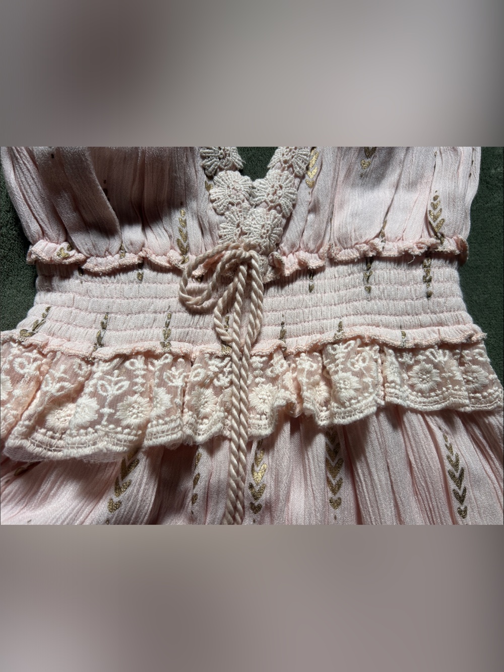 Pink Boho Lace-Trim Halter Dress - Picture 2 of 7